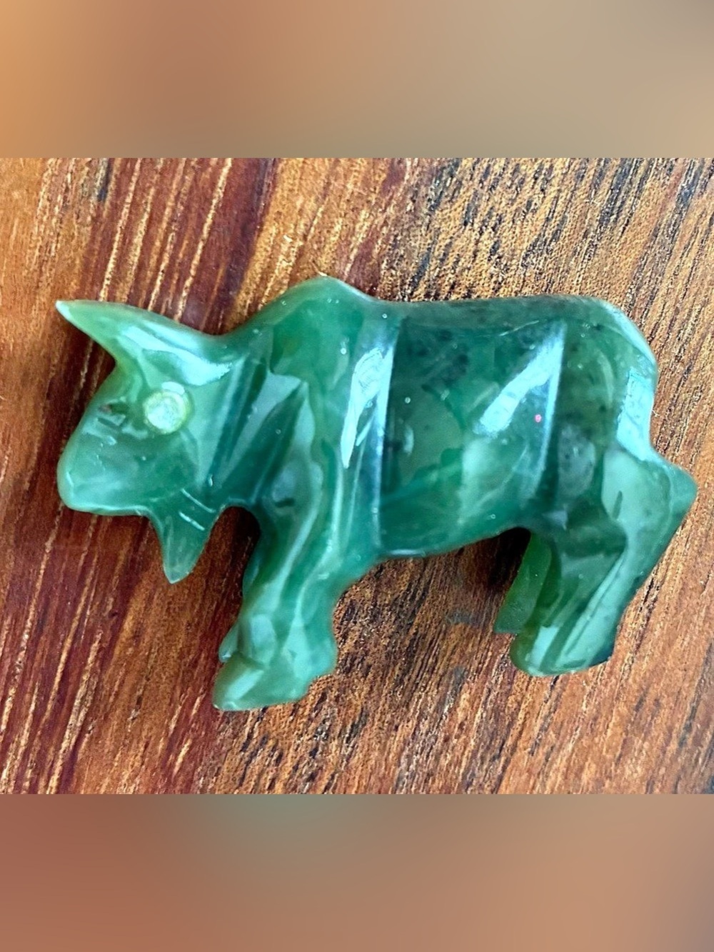 Hand carved Green Stone Ox Green Bull Small Sculpture Decor Figurine